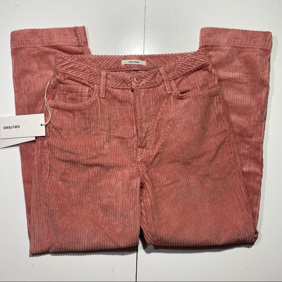 GRLFRND Helena Cotton Straight Leg Corduroy Pink Pants In Last Rose NWT Size 27 - Picture 6 of 15